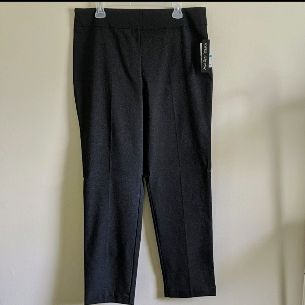 NWT stretch mini checkered black work pants slacks